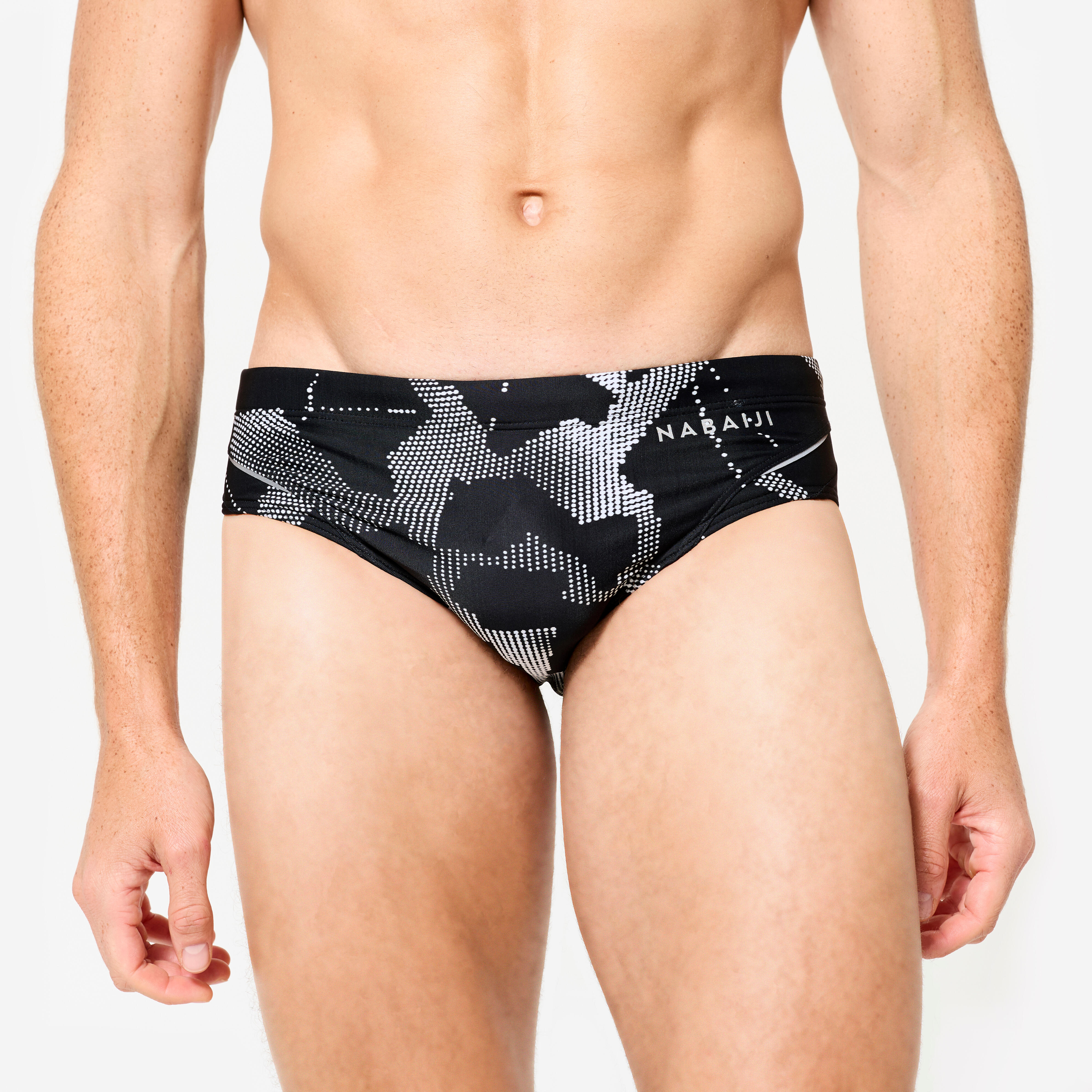Men’s swimming briefs SLIP900 PRINT ALL ICE Black white