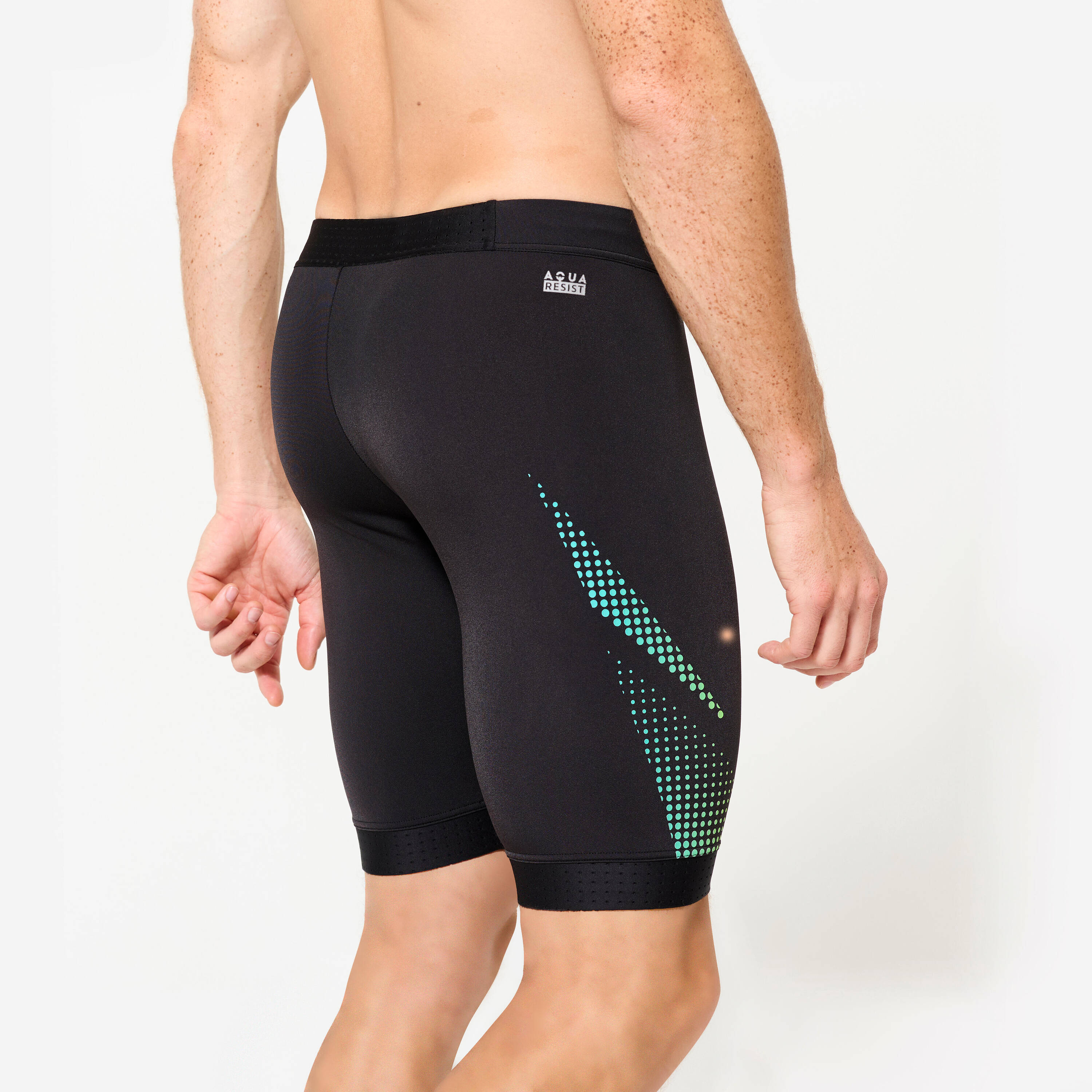 Men's Swimming Jammer 500 Fiti Secure Fit & Durable Black Yellow -  5