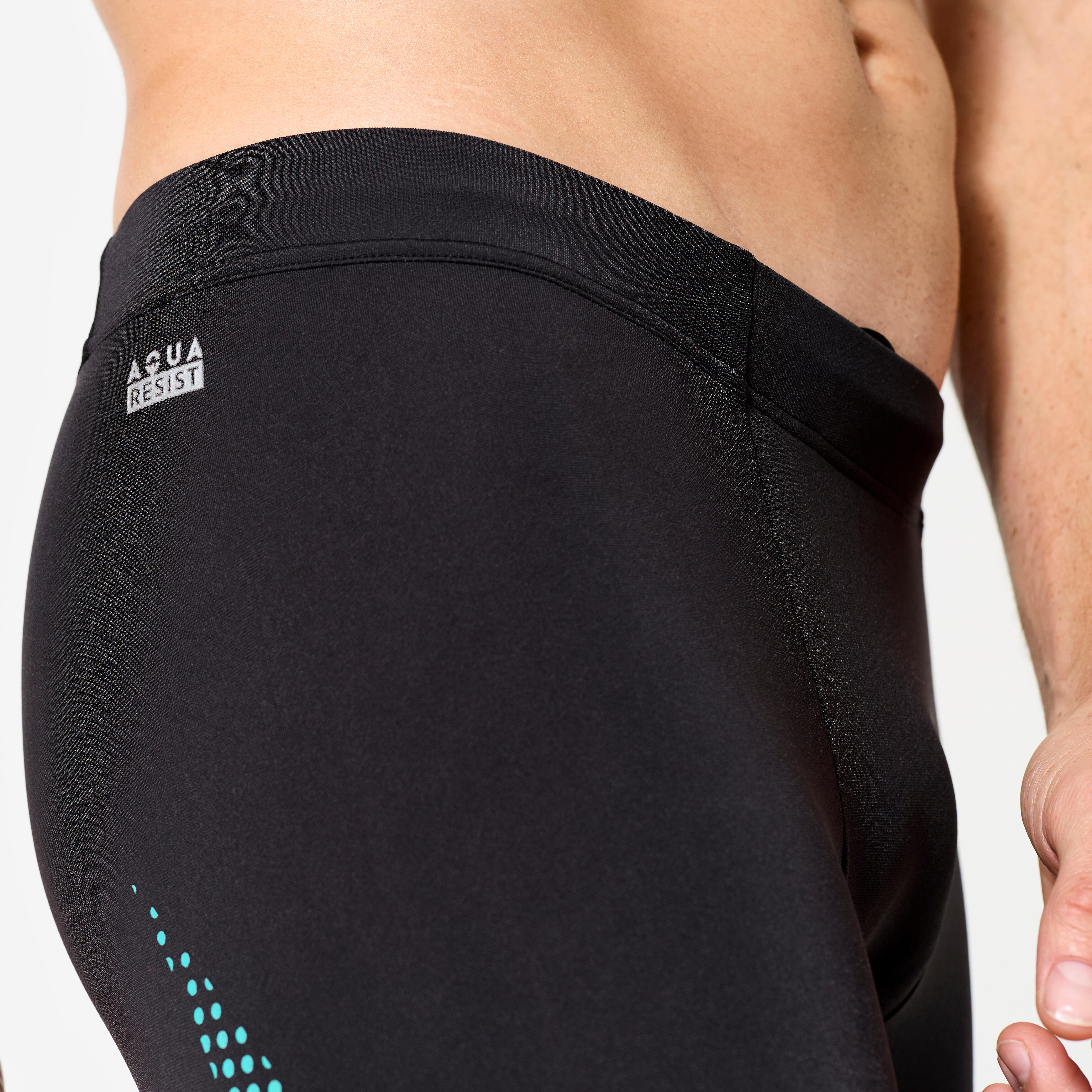 Men's Swimming Jammer 500 Fiti Secure Fit & Durable Black Yellow