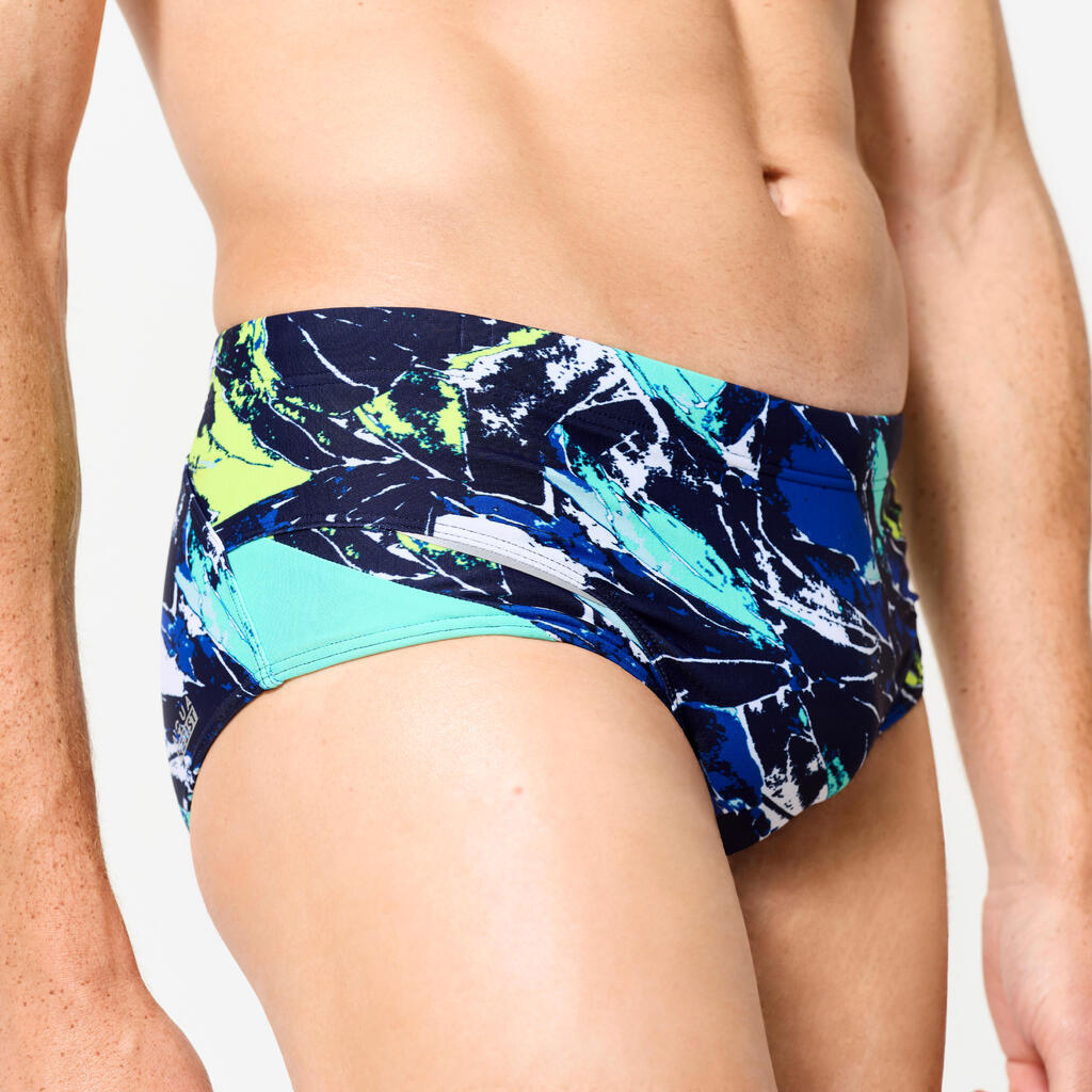Slip de bain bandeau natation Homme - 900 Motu bleu vert