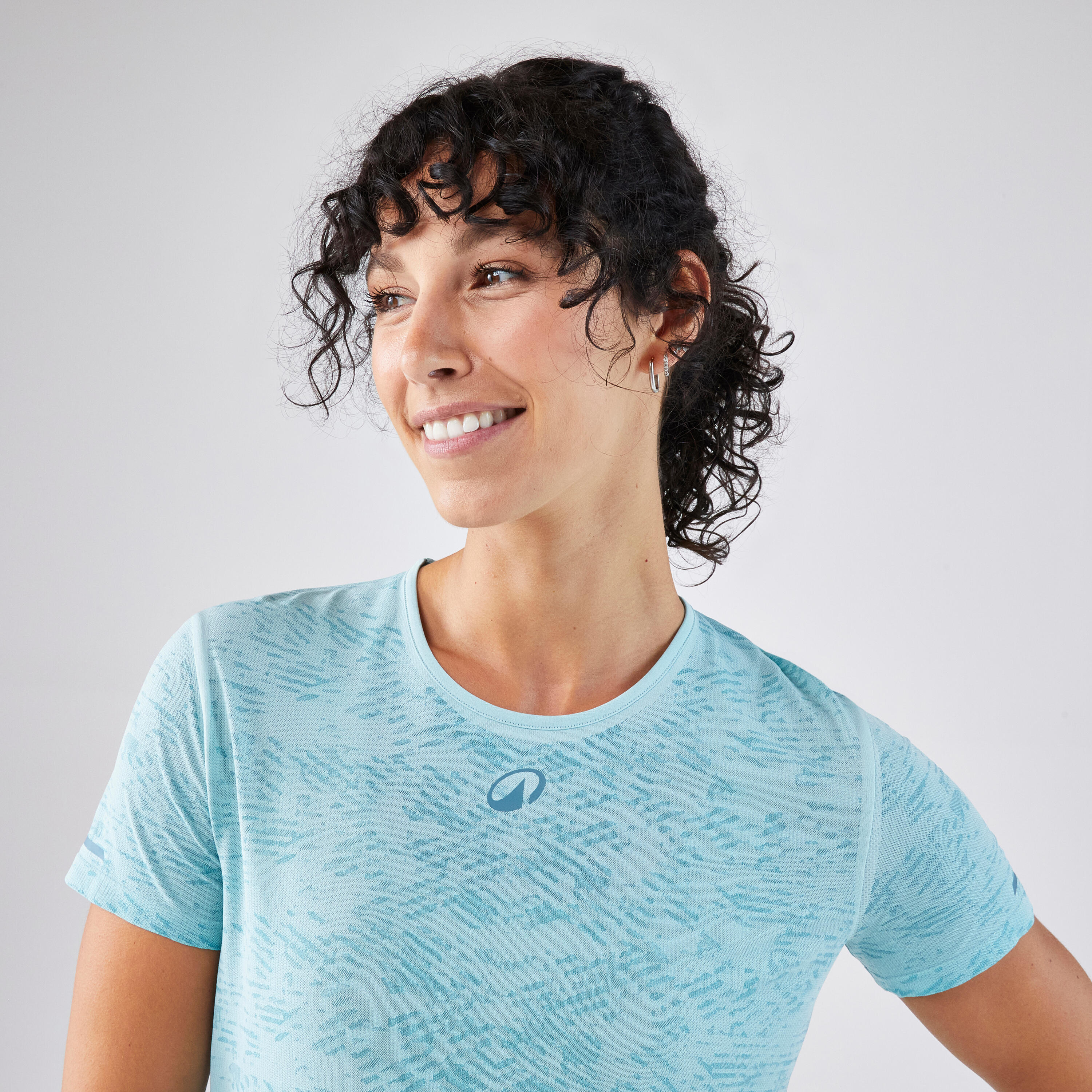 Ademend technisch padelshirt voor dames korte mouwen blauw 3/6