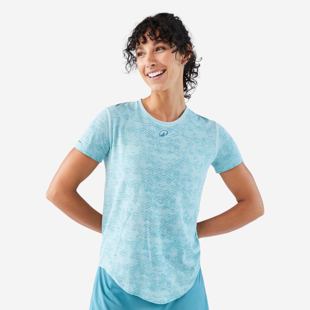 Playera de pádel de manga corta transpirable naranja coral para mujer Kuikma PTS