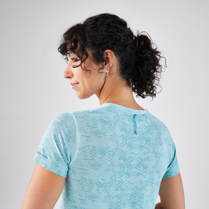 T-shirt de padel femme manches courtes technique respirant - Bleu