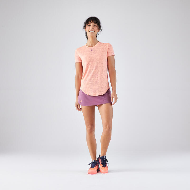 Tricou tehnic respirant de padel Portocaliu-corai Damă