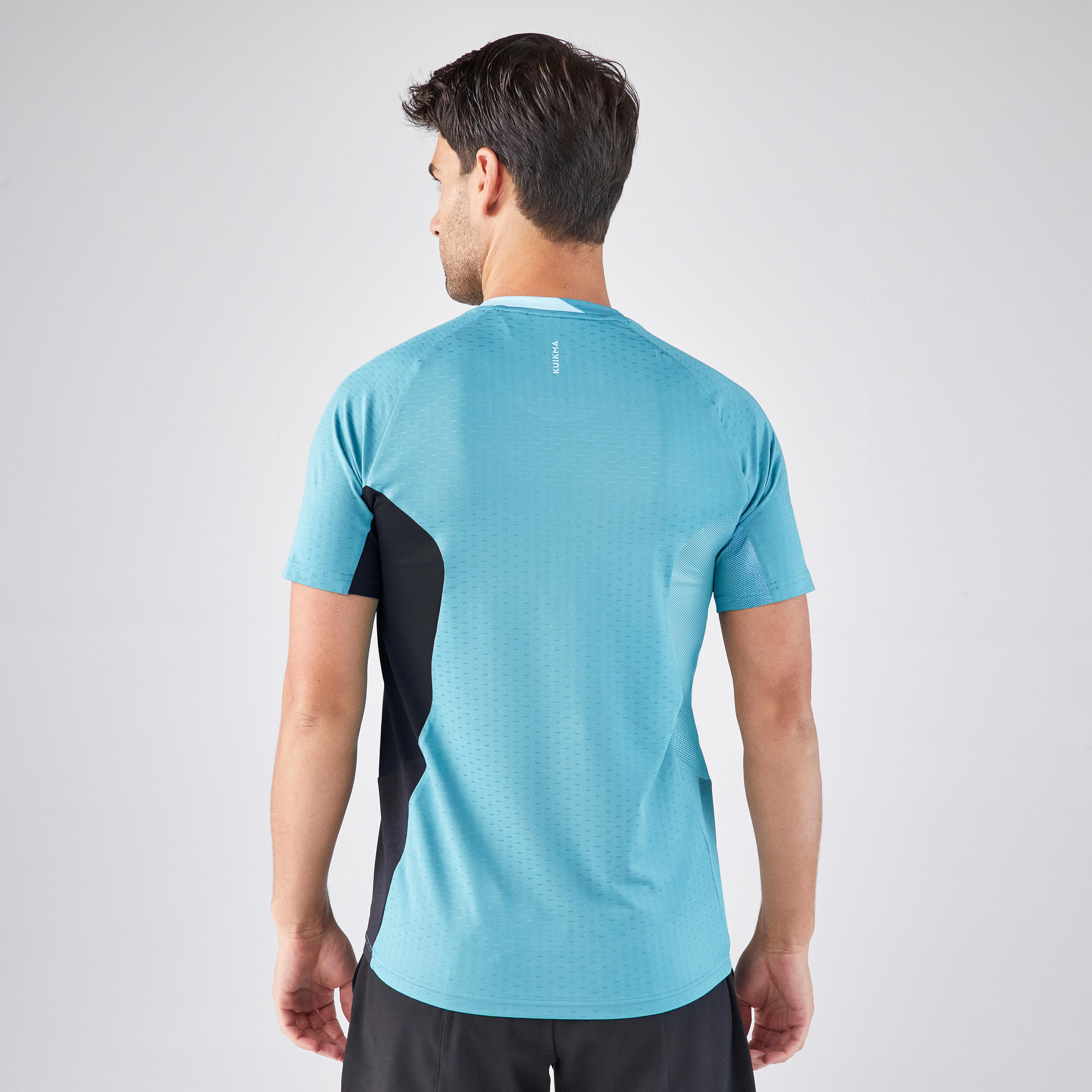 Playera de pádel de manga corta técnica azul con negro para hombre Kuikma 900 2/7