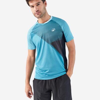 Technisch padelshirt met korte mouwen voor heren 900 blauw zwart