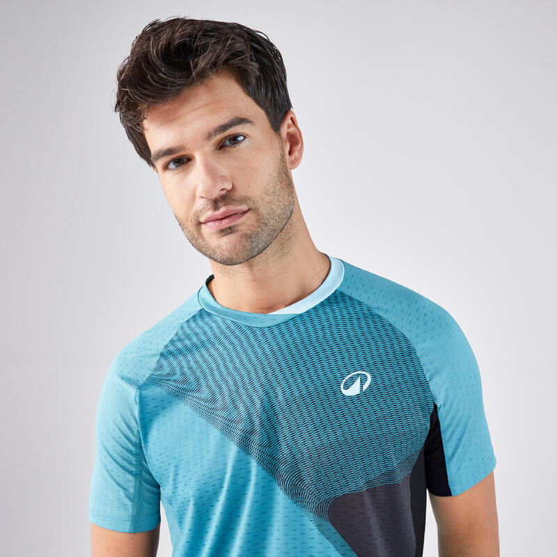 Technisch padelshirt met korte mouwen voor heren 900 blauw zwart