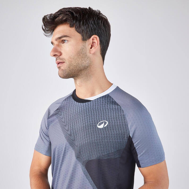 T-shirt de padel manches courtes technique homme - kuikma 900 Gris Noir