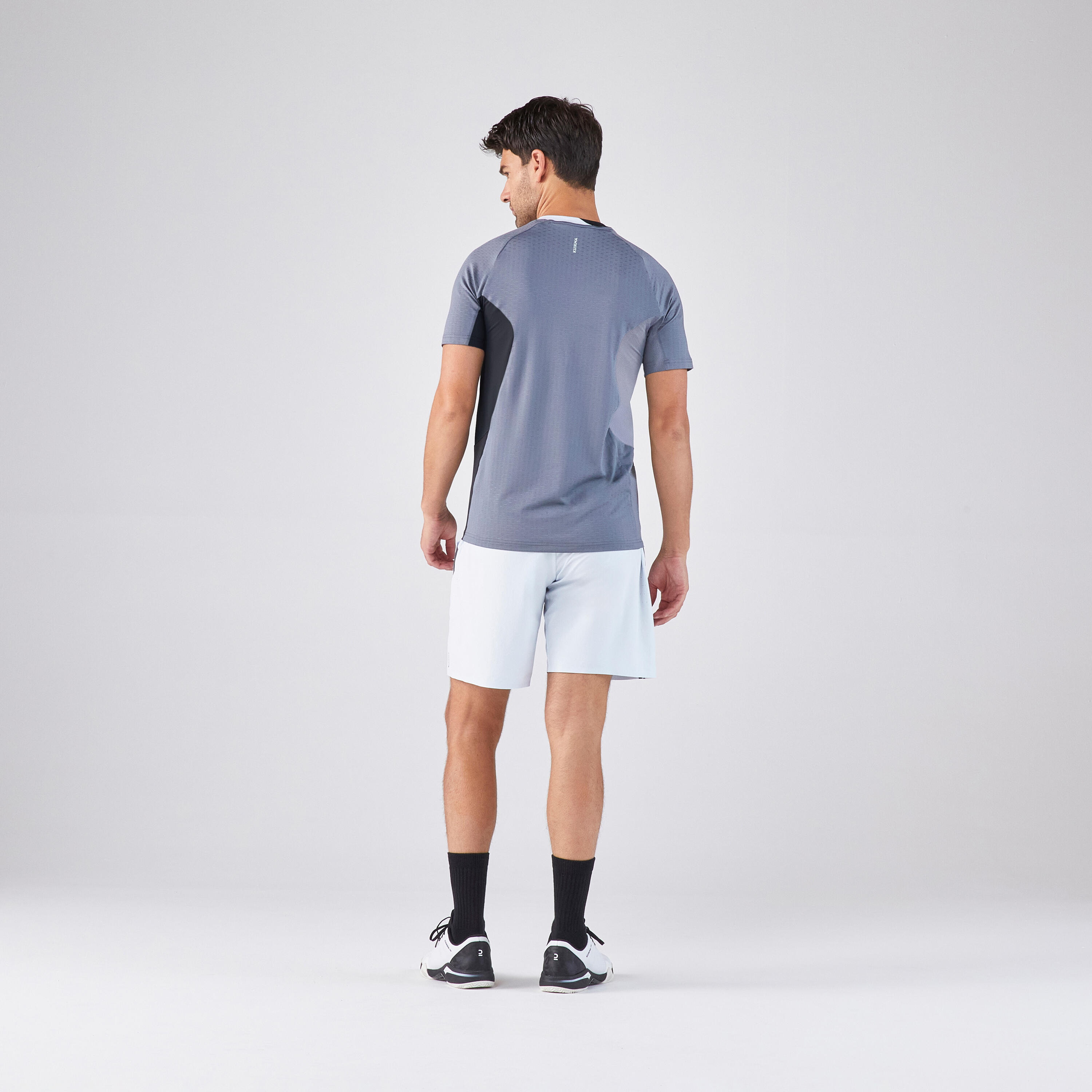 Technisch padelshirt met korte mouwen voor heren 900 grijs zwart 6/6