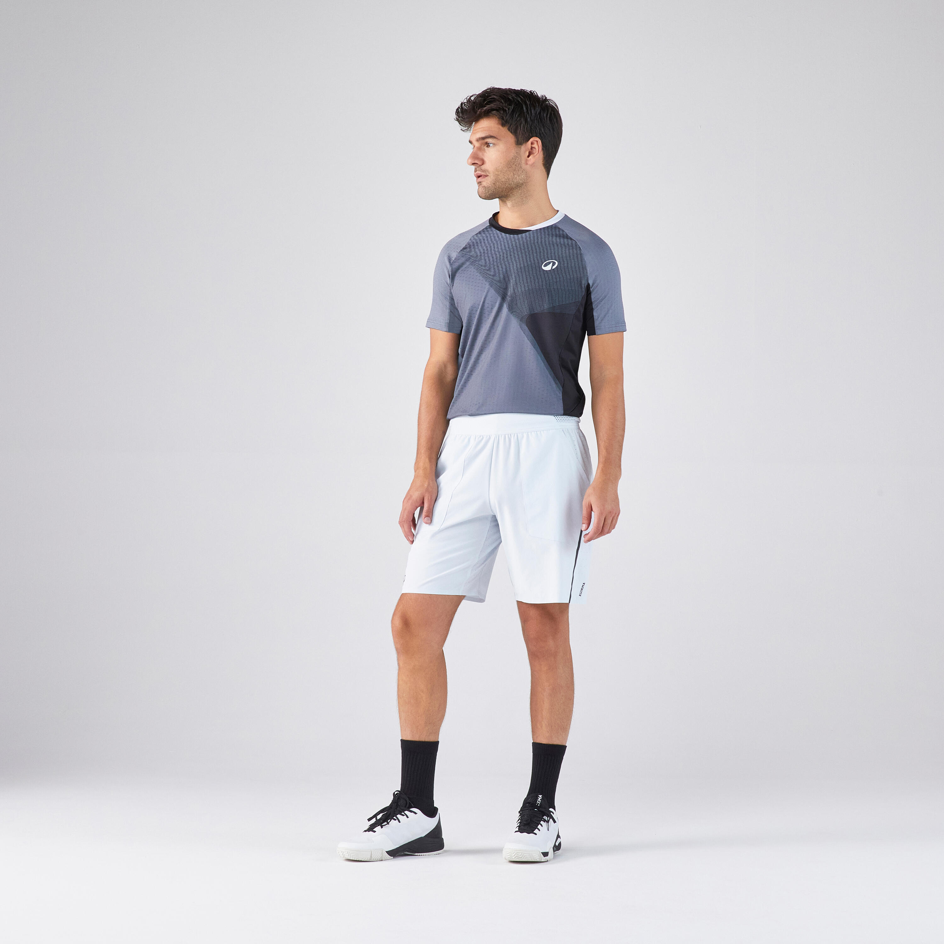 Ademende padelshort voor heren Dry + lichtblauw 3/7
