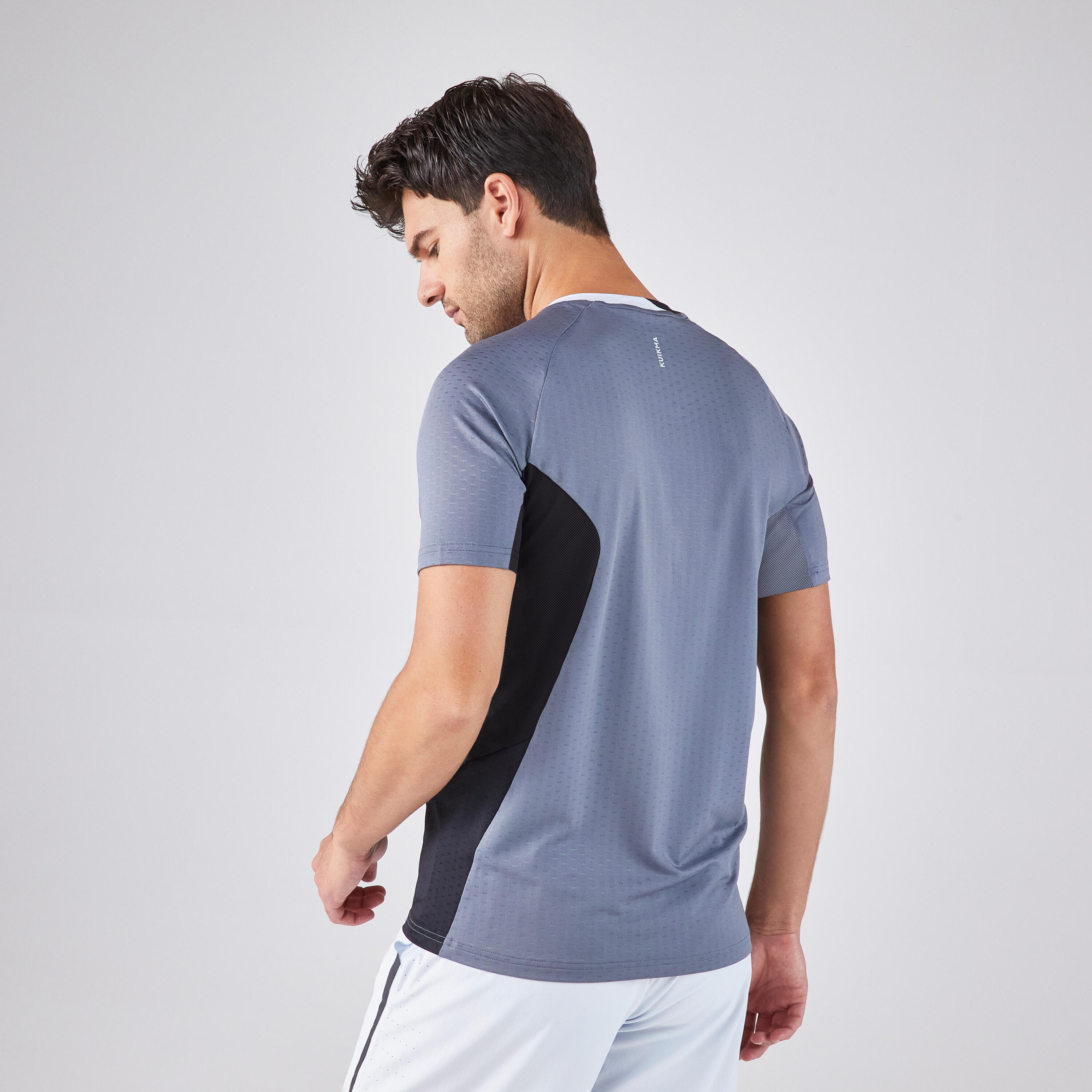 Technisch padelshirt met korte mouwen voor heren 900 grijs zwart 2/6