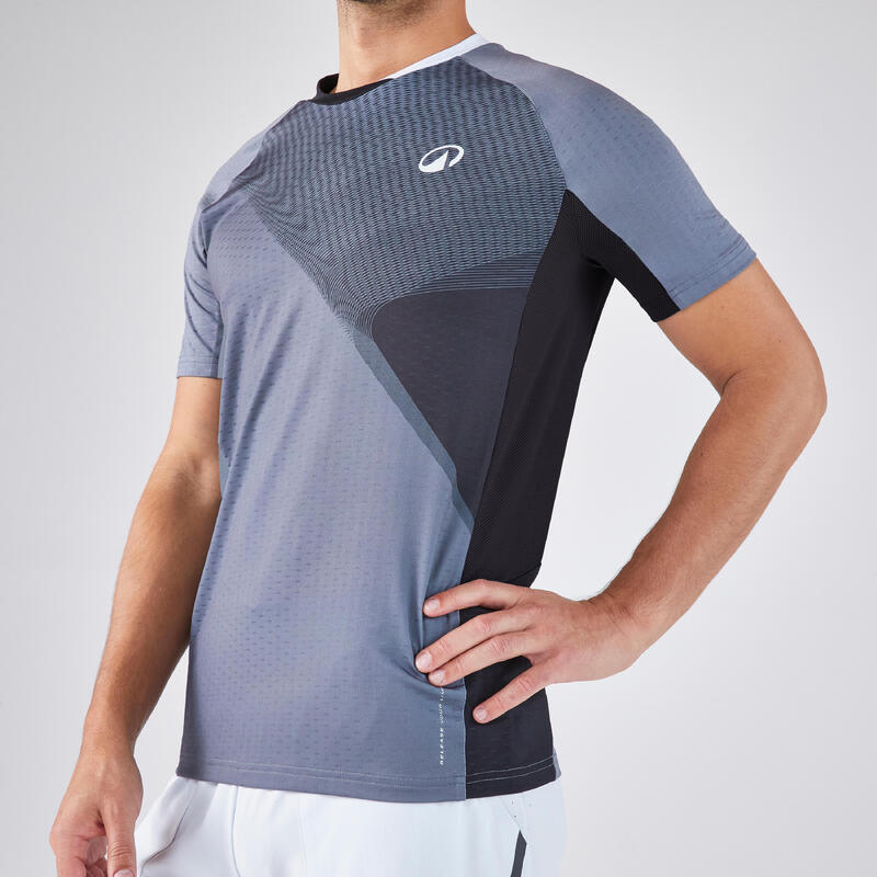 T-shirt de padel manches courtes technique homme - kuikma 900 Gris Noir