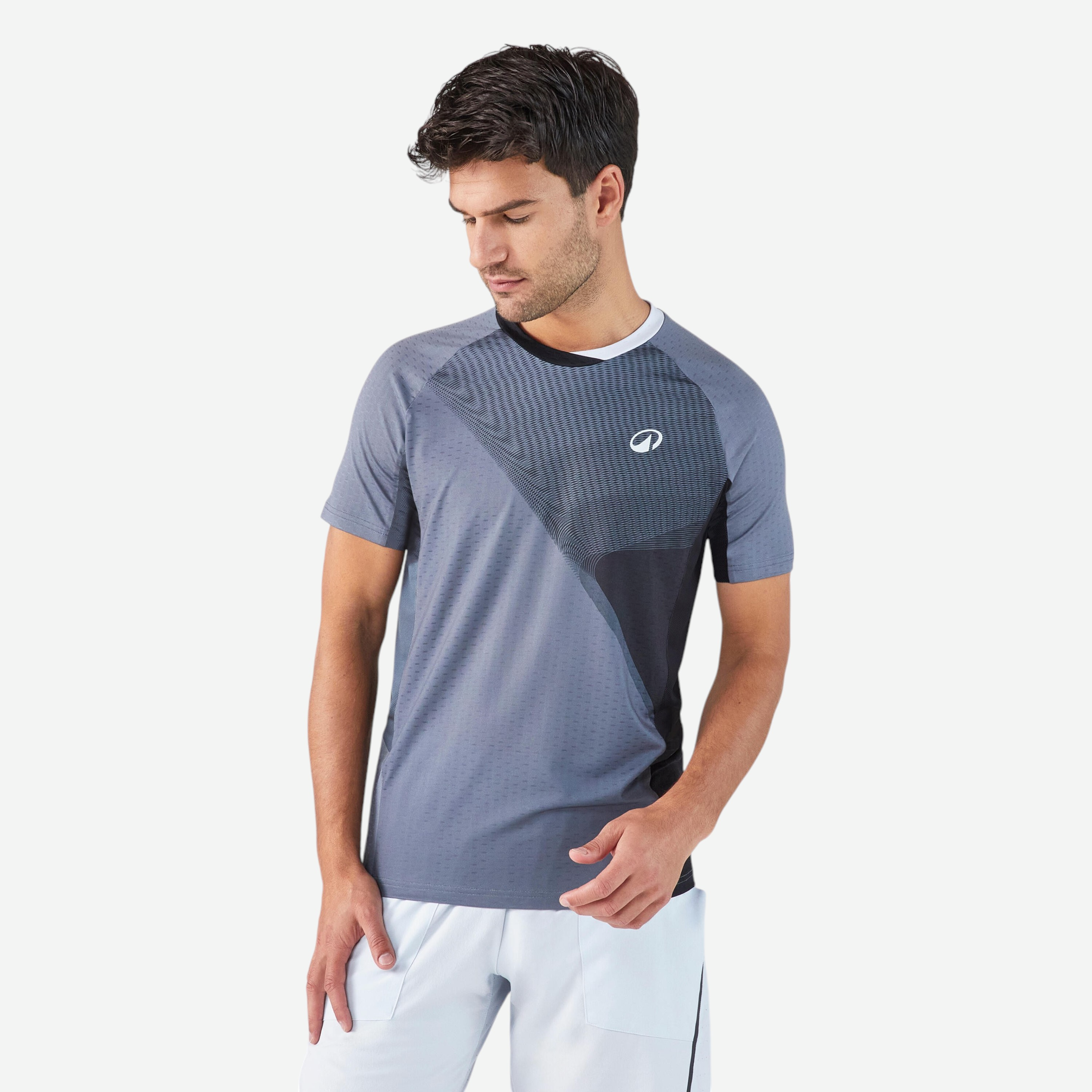 T-shirt de padel manches courtes technique homme - kuikma 900 gris noir - Tennis - KUIKMA- Clubs - Entreprises - Collectivités - Associations