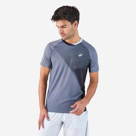 T-shirt de padel manches courtes technique homme - kuikma 900 Gris Noir