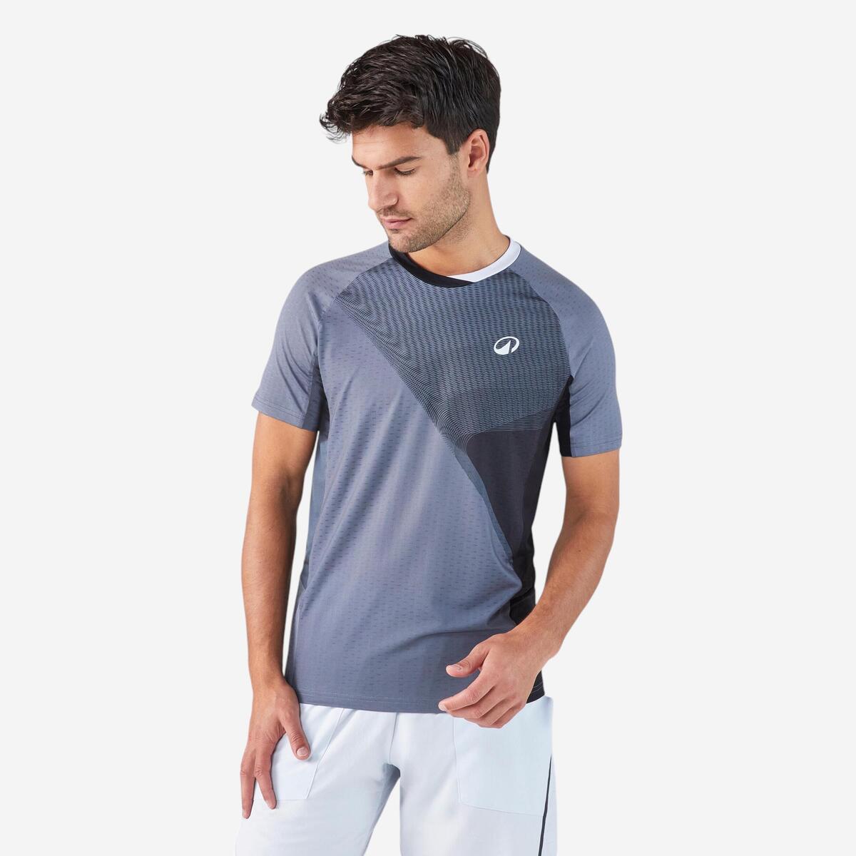 T-shirt de padel manches courtes technique homme - kuikma 900 Gris Noir