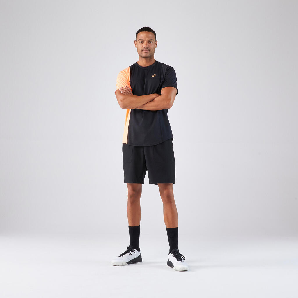 Majica kratkih rukava za padel Dry prozračna muška crno-narančasta