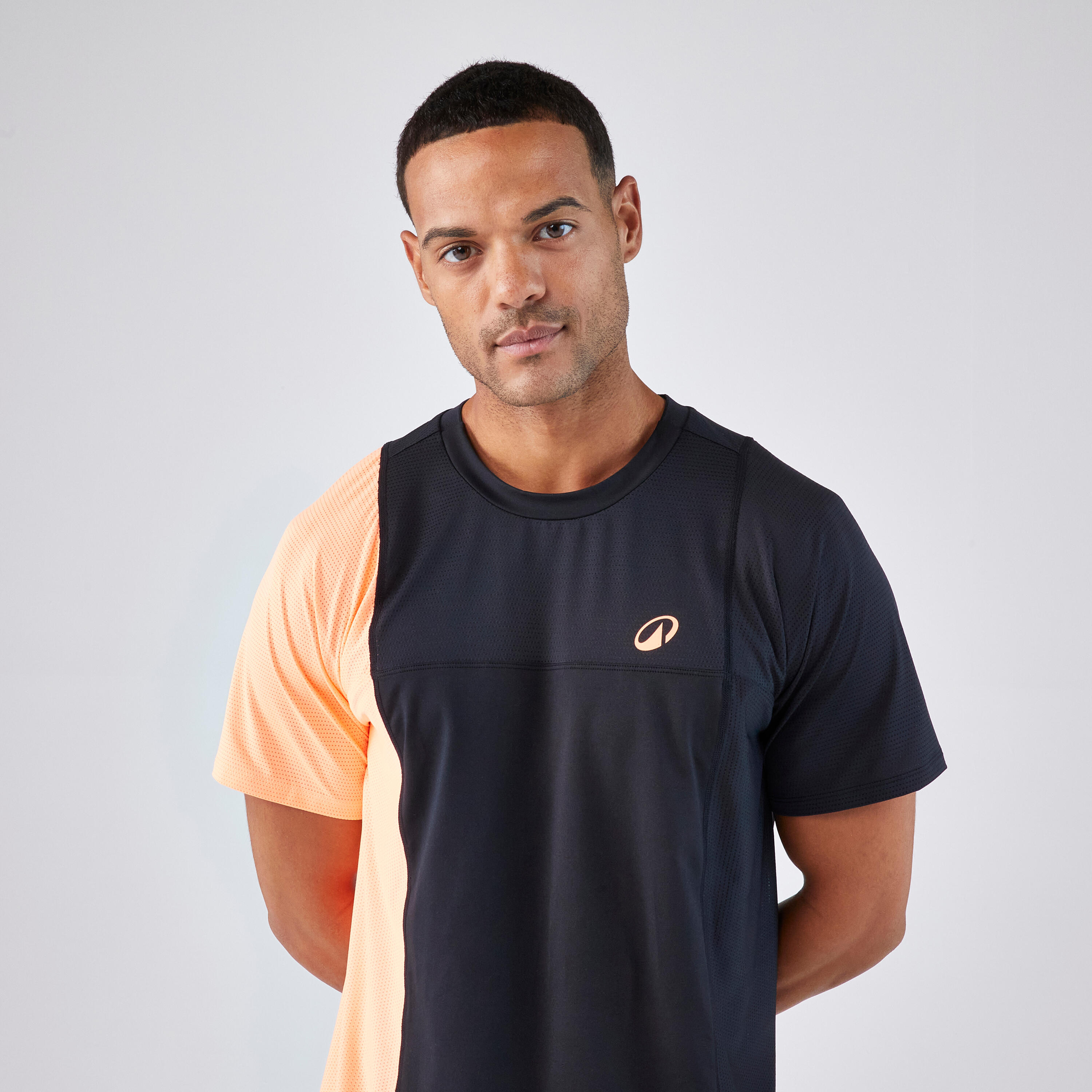 T-shirt padel uomo DRY nero-arancione 4/6