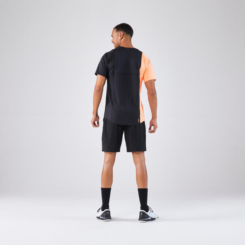 T-shirt de padel respirável - Dry Homem preto laranja