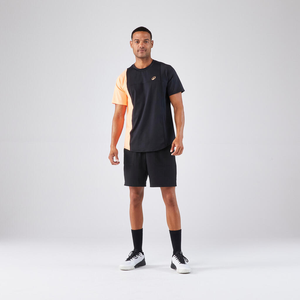 Majica kratkih rukava za padel Dry prozračna muška crno-narančasta