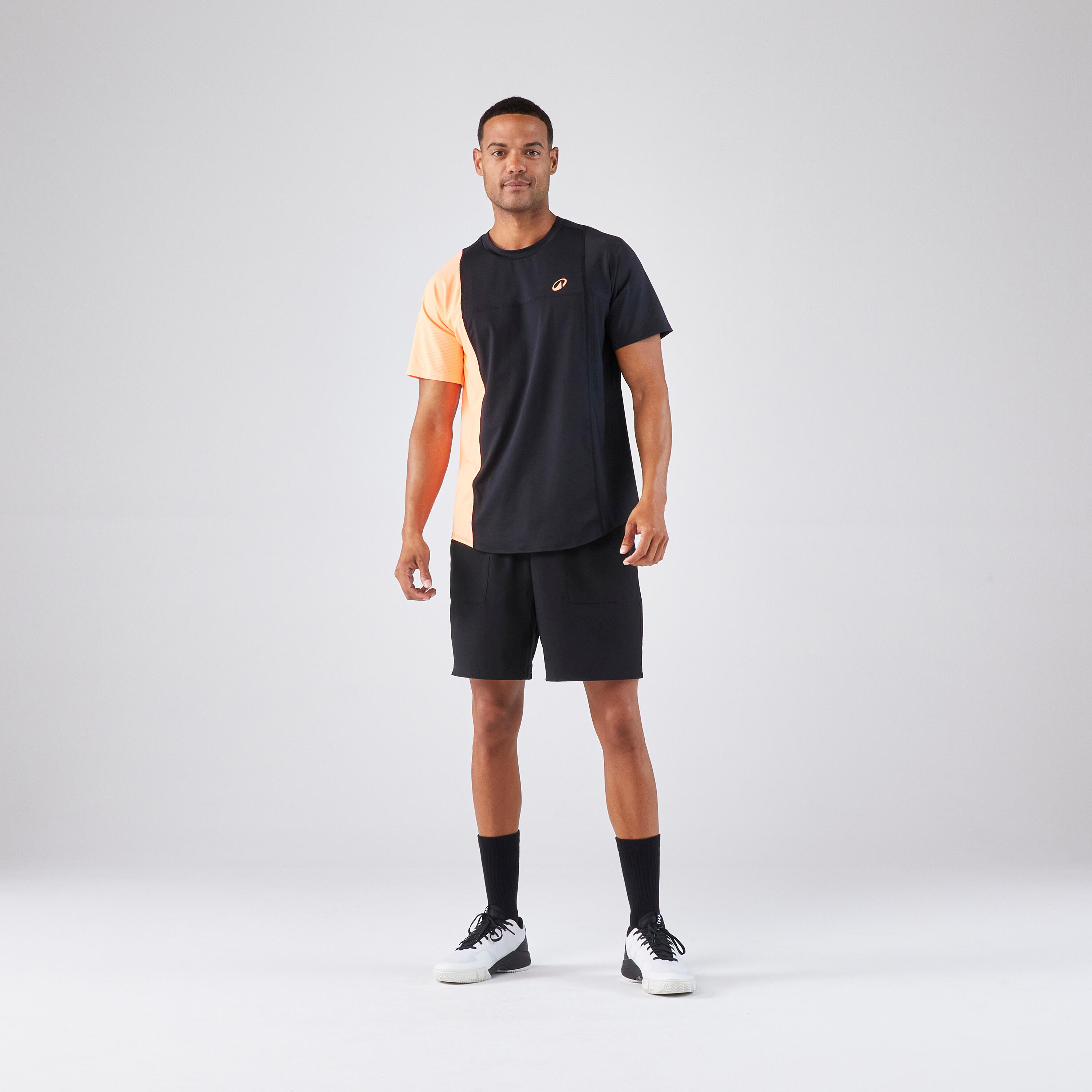 T-shirt padel uomo DRY nero-arancione 3/6