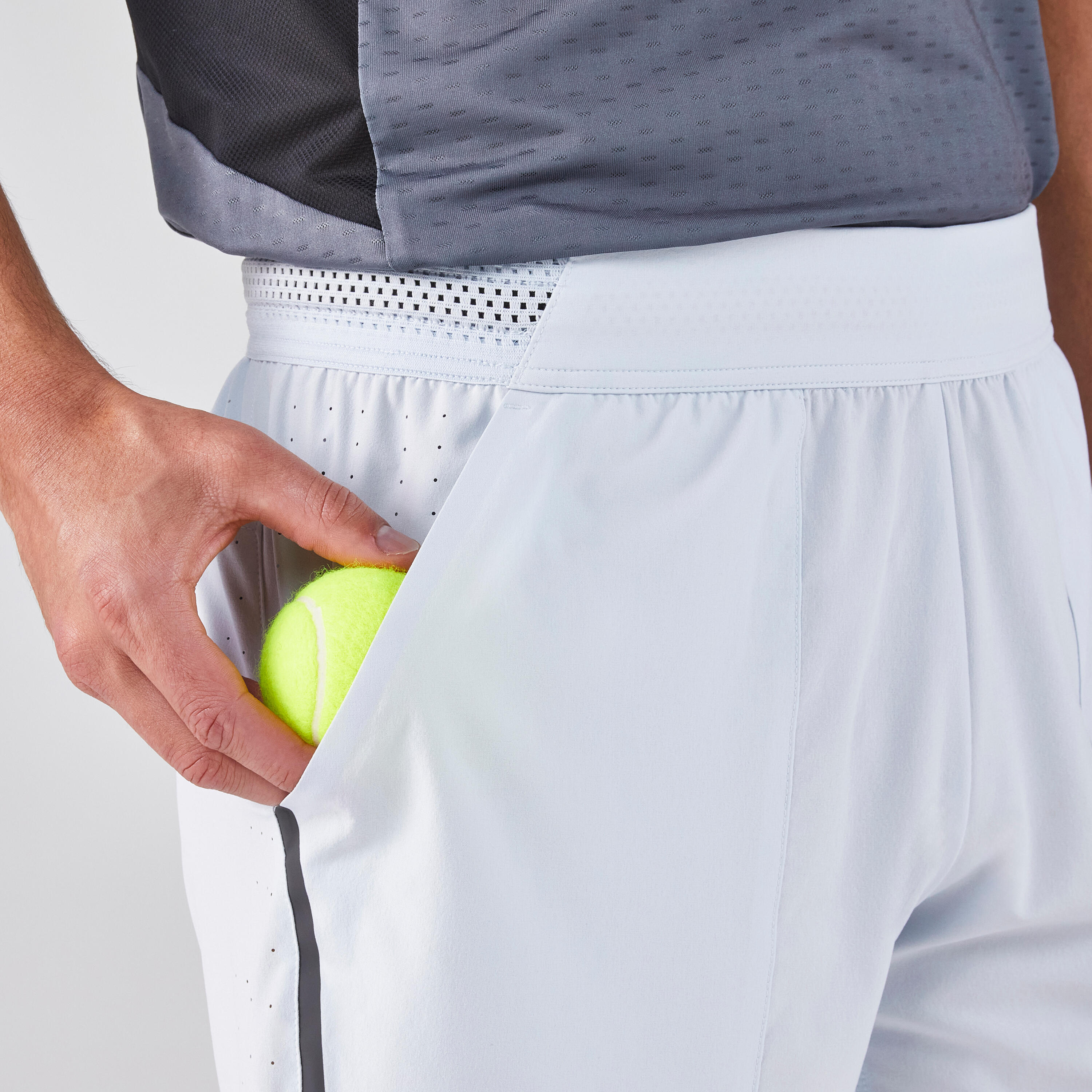 Ademende padelshort voor heren Dry + lichtblauw 5/7