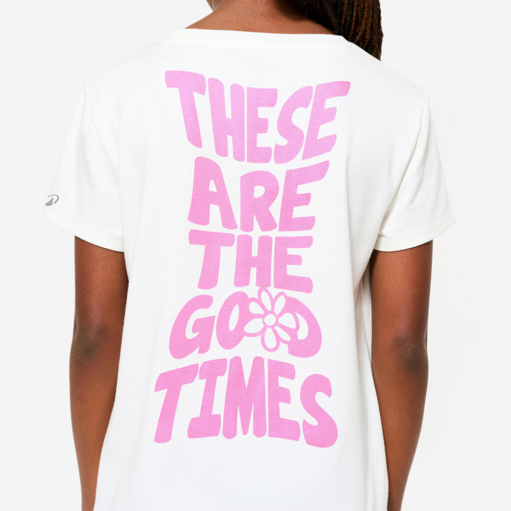 Girls' Multisports Cotton T-Shirt - White/Print