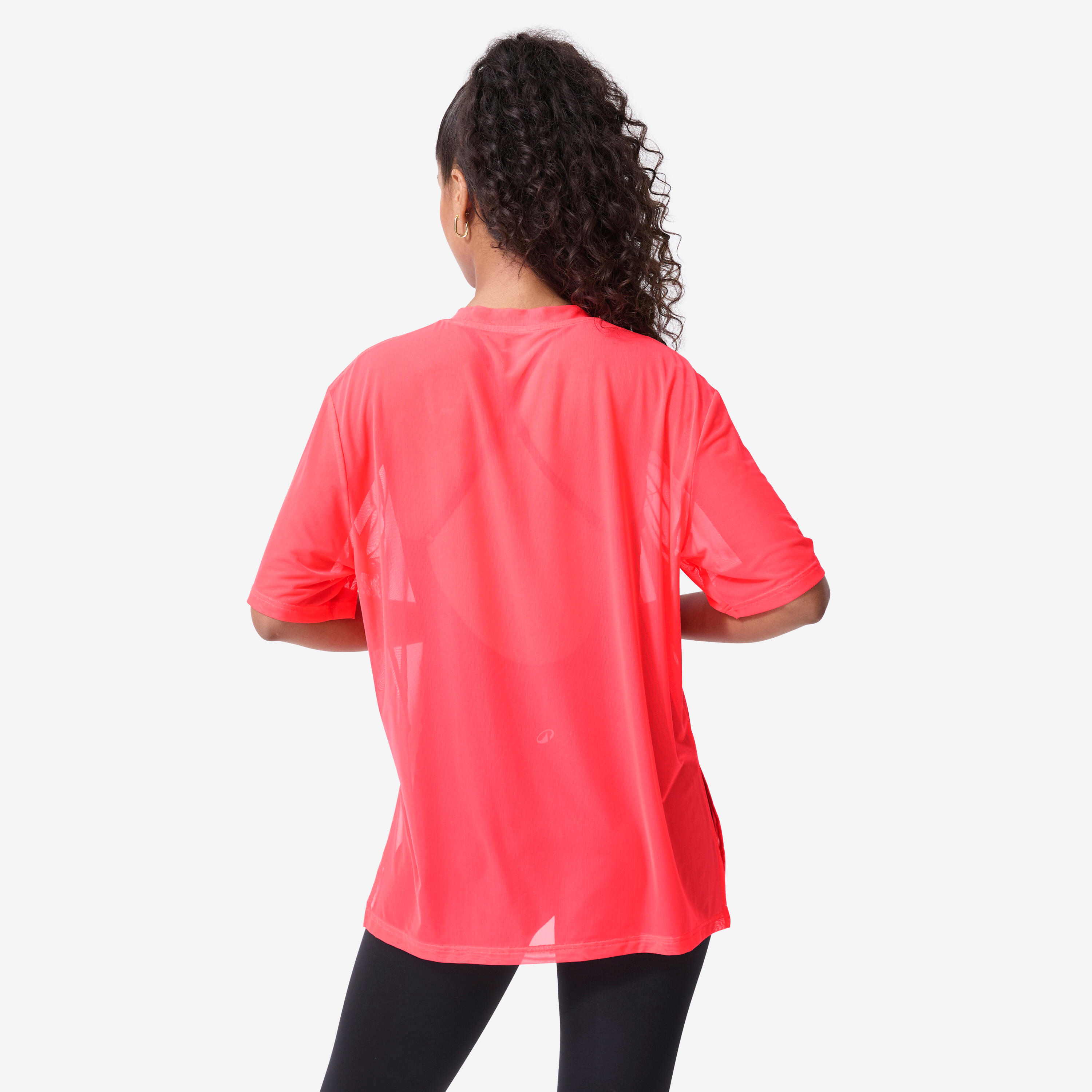 Camiseta Fitness Mujer Rosa Holgada Rejilla DOMYOS Decathlon