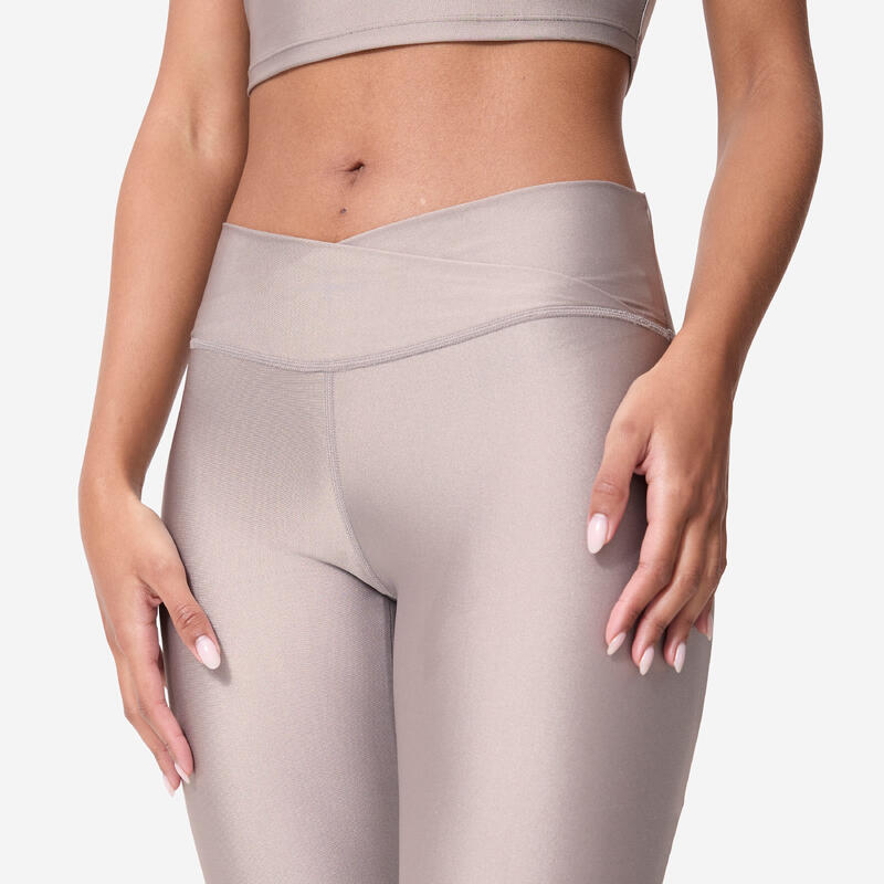 Fitnesslegging voor dames glanzend grijs