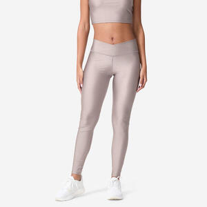 Leggings Fitness Mujer Gris Brillante