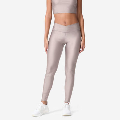 Sport-Leggings Damen glänzend - grau