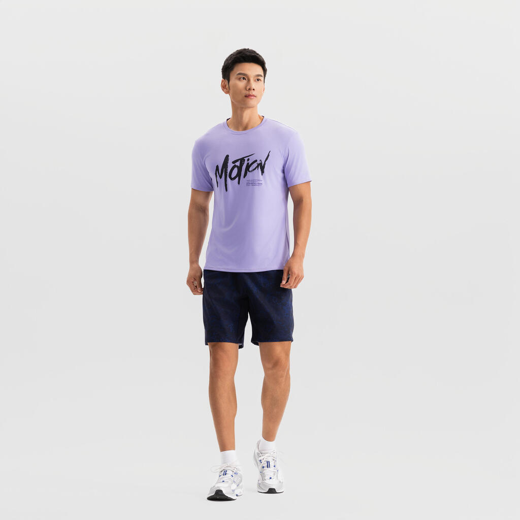 Short de fitness respirant poches zippées homme, violet cerise