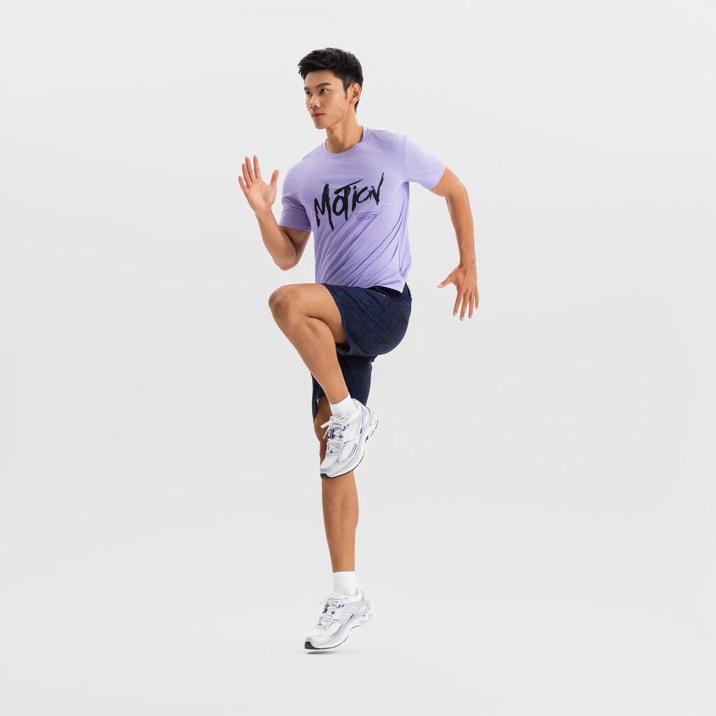 Short de fitness respirant poches zippées homme, violet cerise