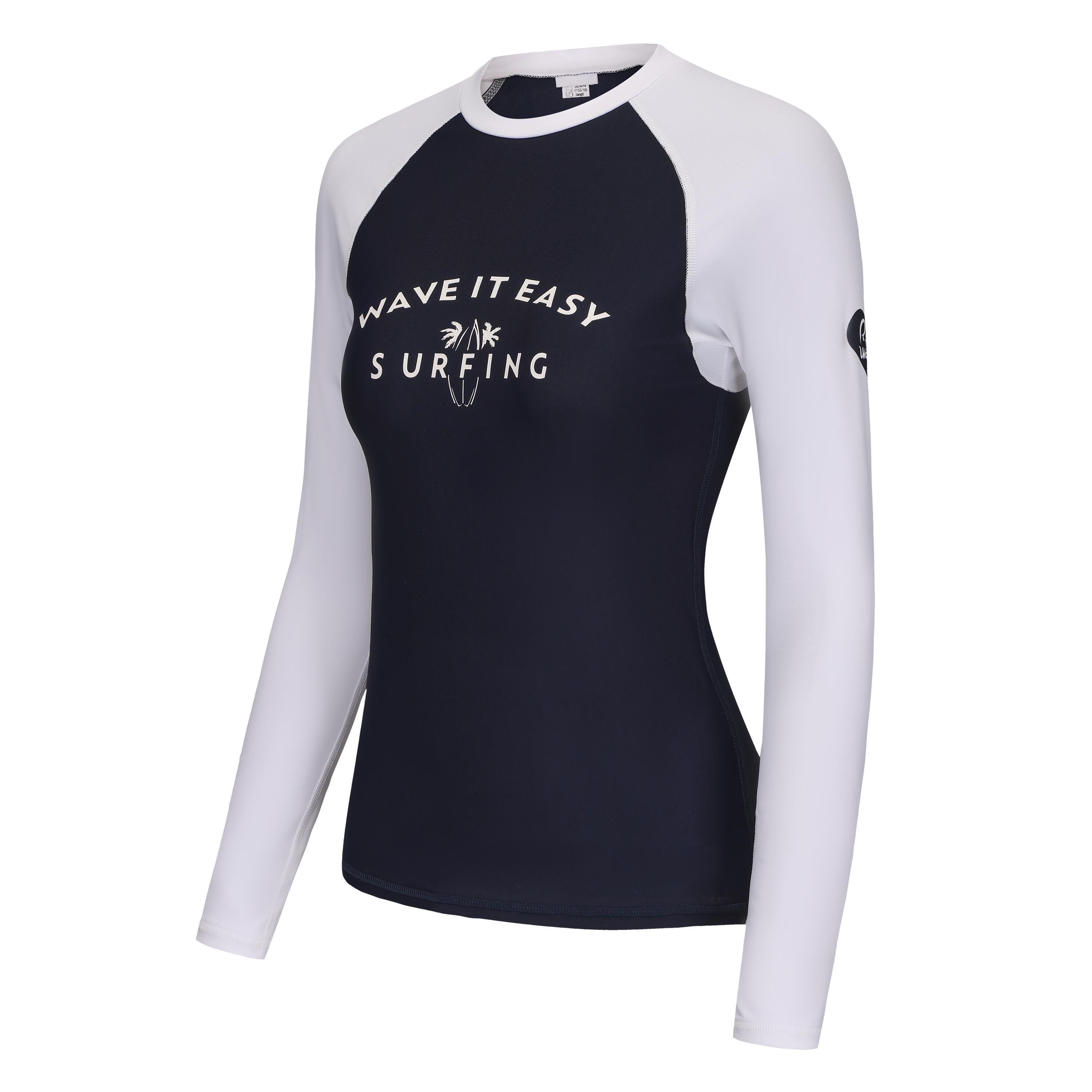 Women’s surfing UV top 100 SLIM NAVY/WHT