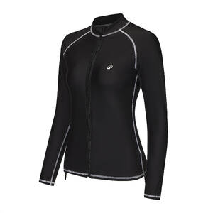 Surfing women uv protection zip top  BLACK
