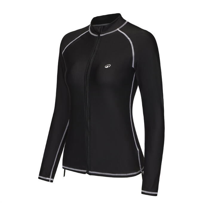 Surfing women uv protection zip top BLACK