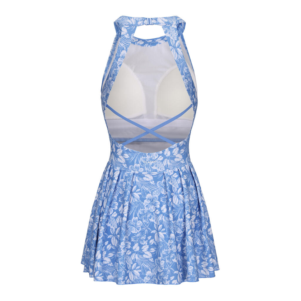 Maillot de bain 1 pièce jupette femme - CN Amber - HIBISCUS BLUE