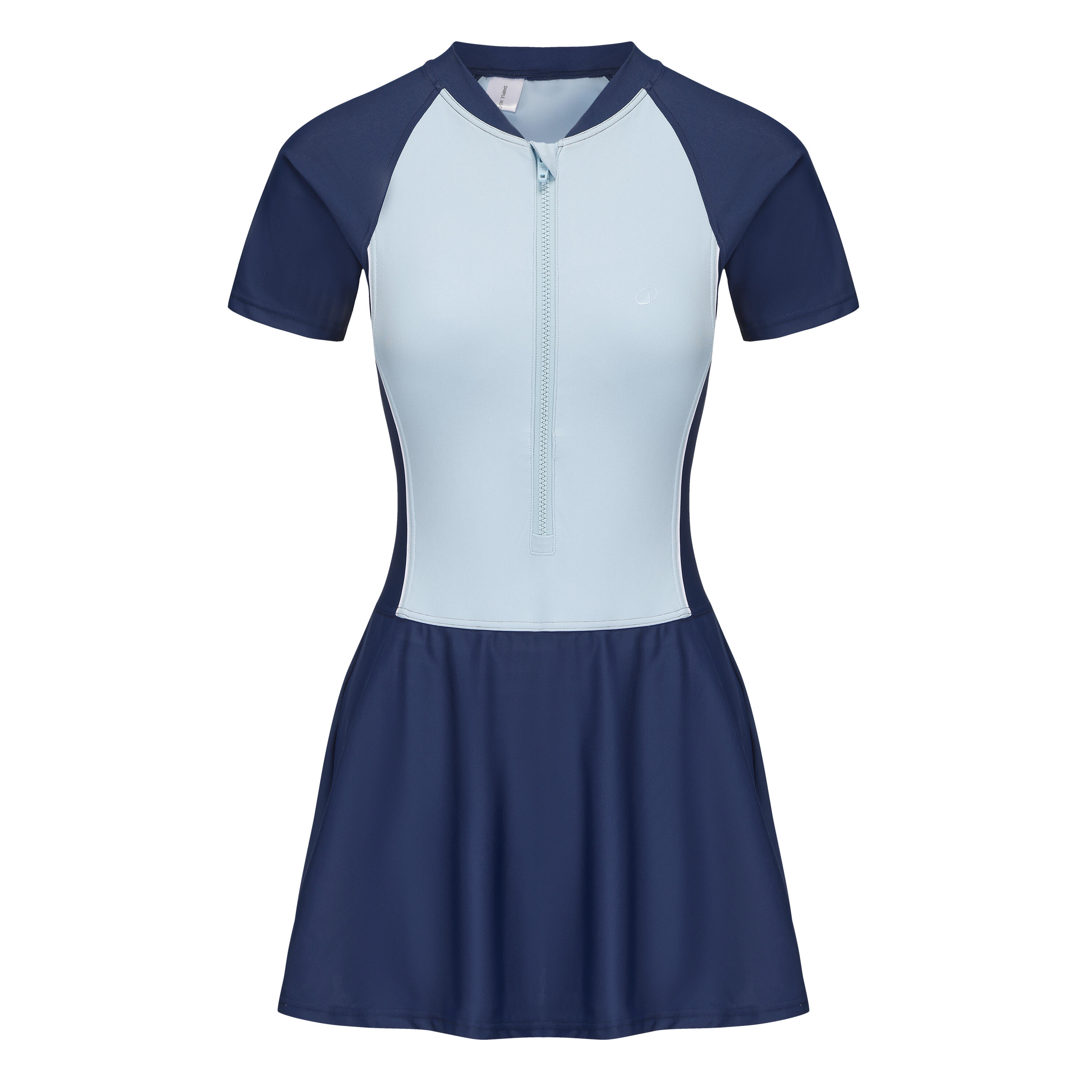 One-piece swimsuit with zip skirt UNA navy/blue