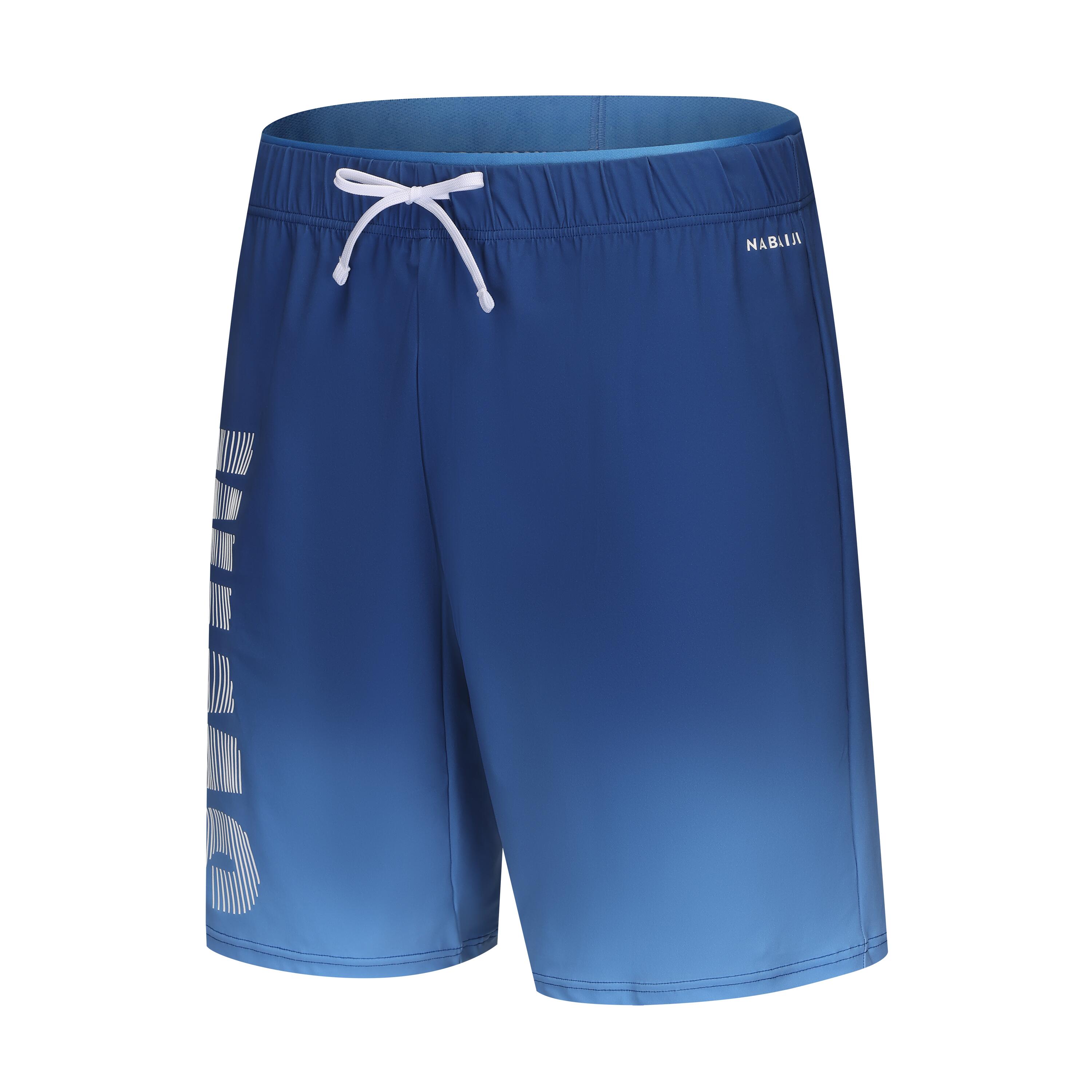 Men's Swimming Shorts 100 Long Gradient Quick-Dry & Stretchable Blue