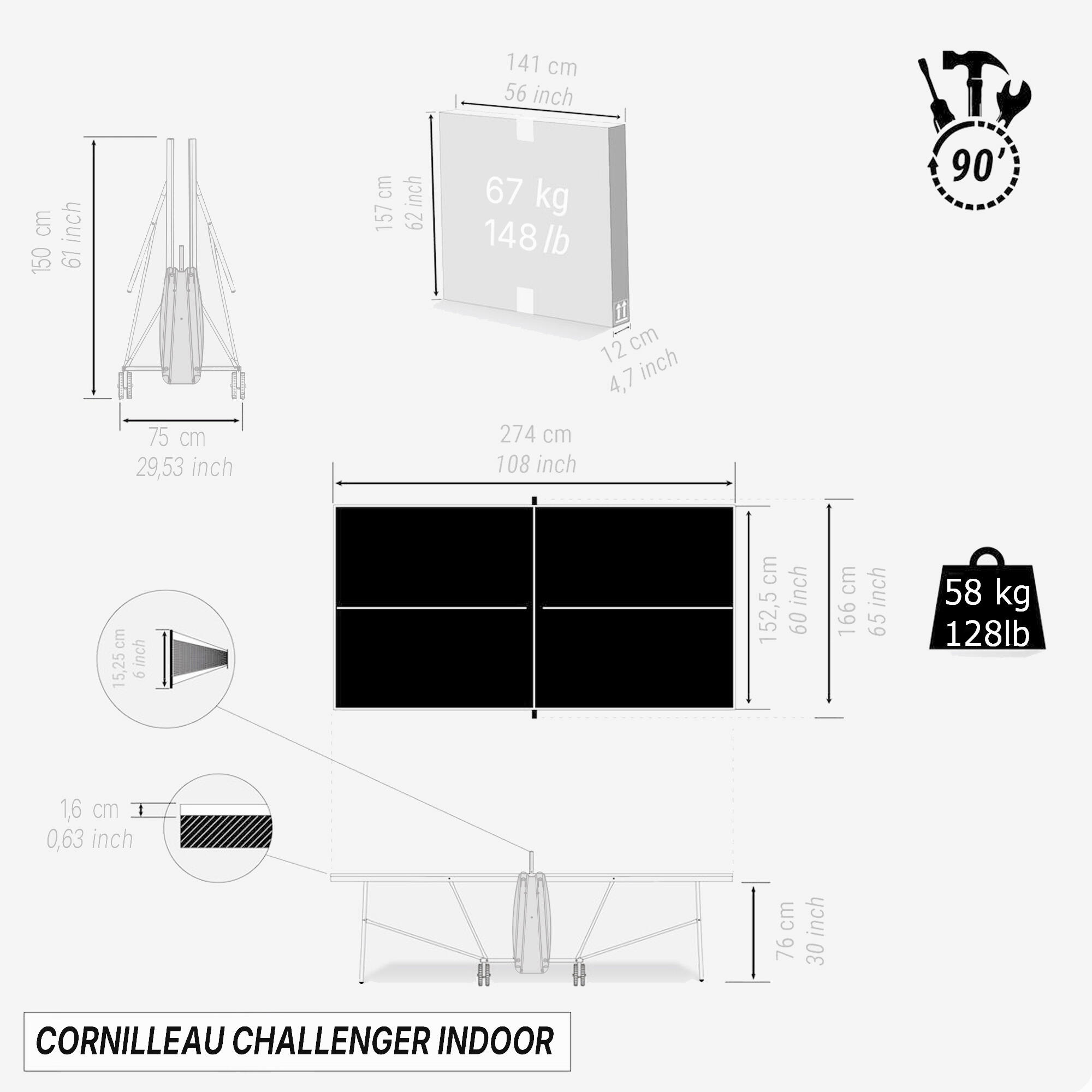 Table de tennis de table Cornilleau Challenger - Bleu 5/9