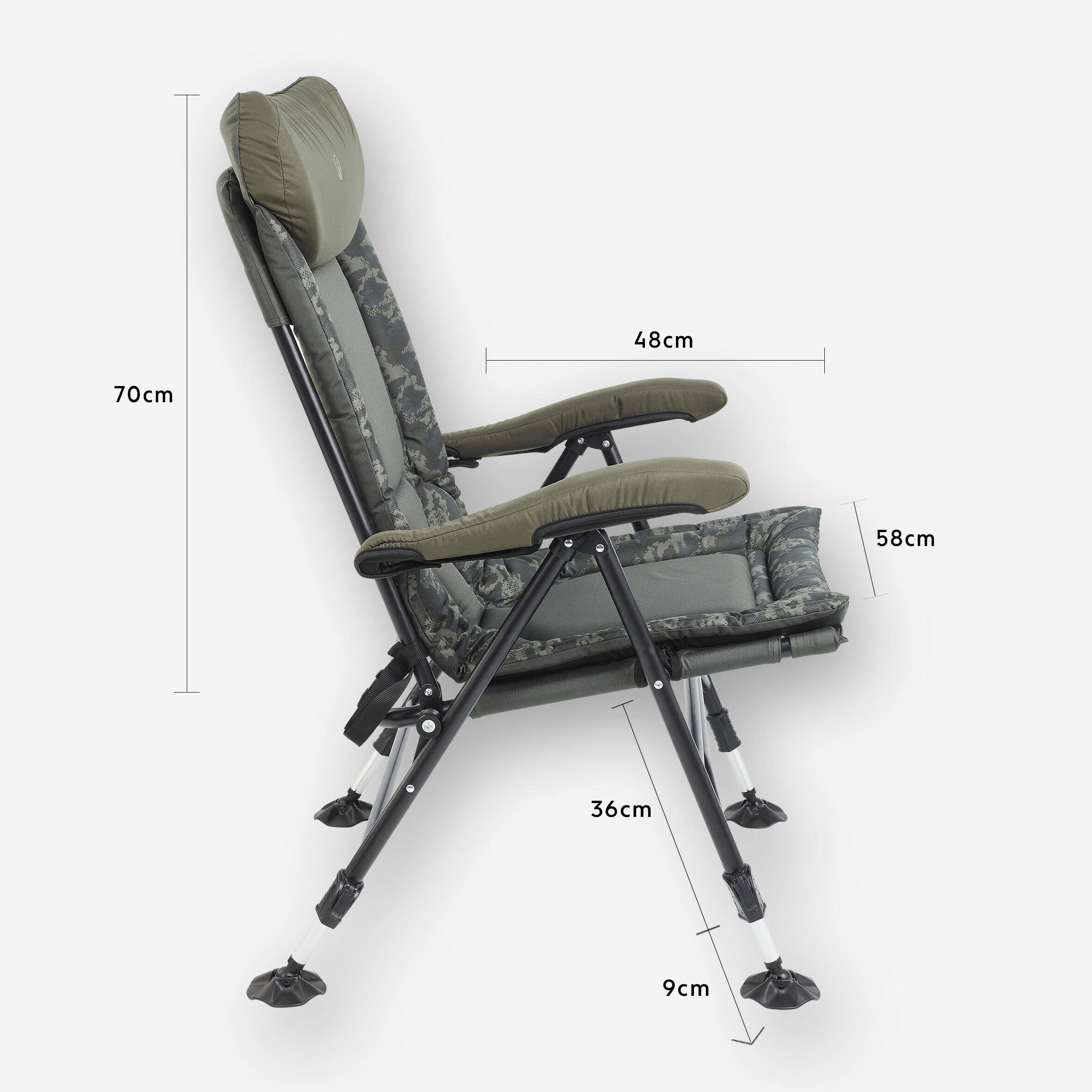Camping Bed Chair Foldable Morphoz - Camo green -  5