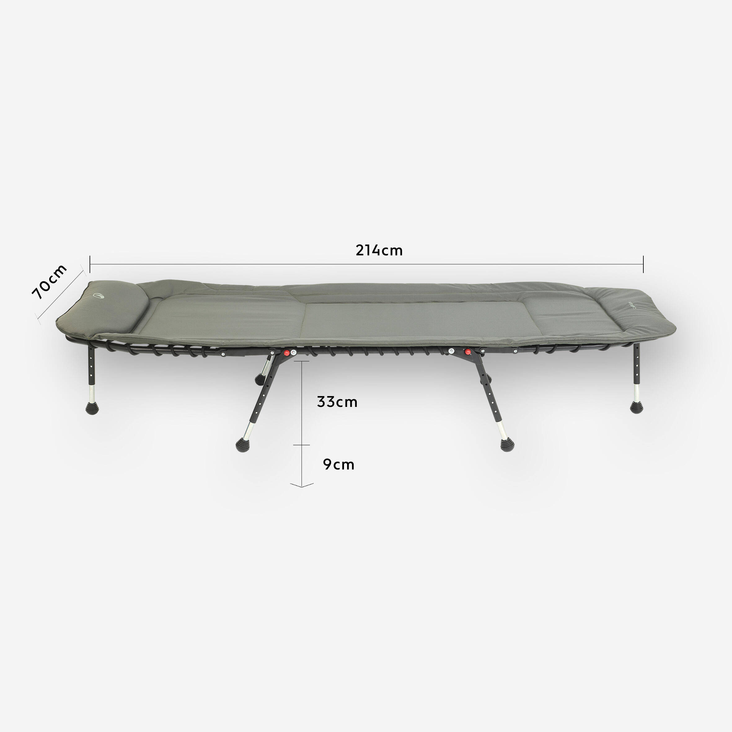 Carp Fishing Bedchair 100 Compact and Foldable Supports up to 110 Kg - Grey -  2