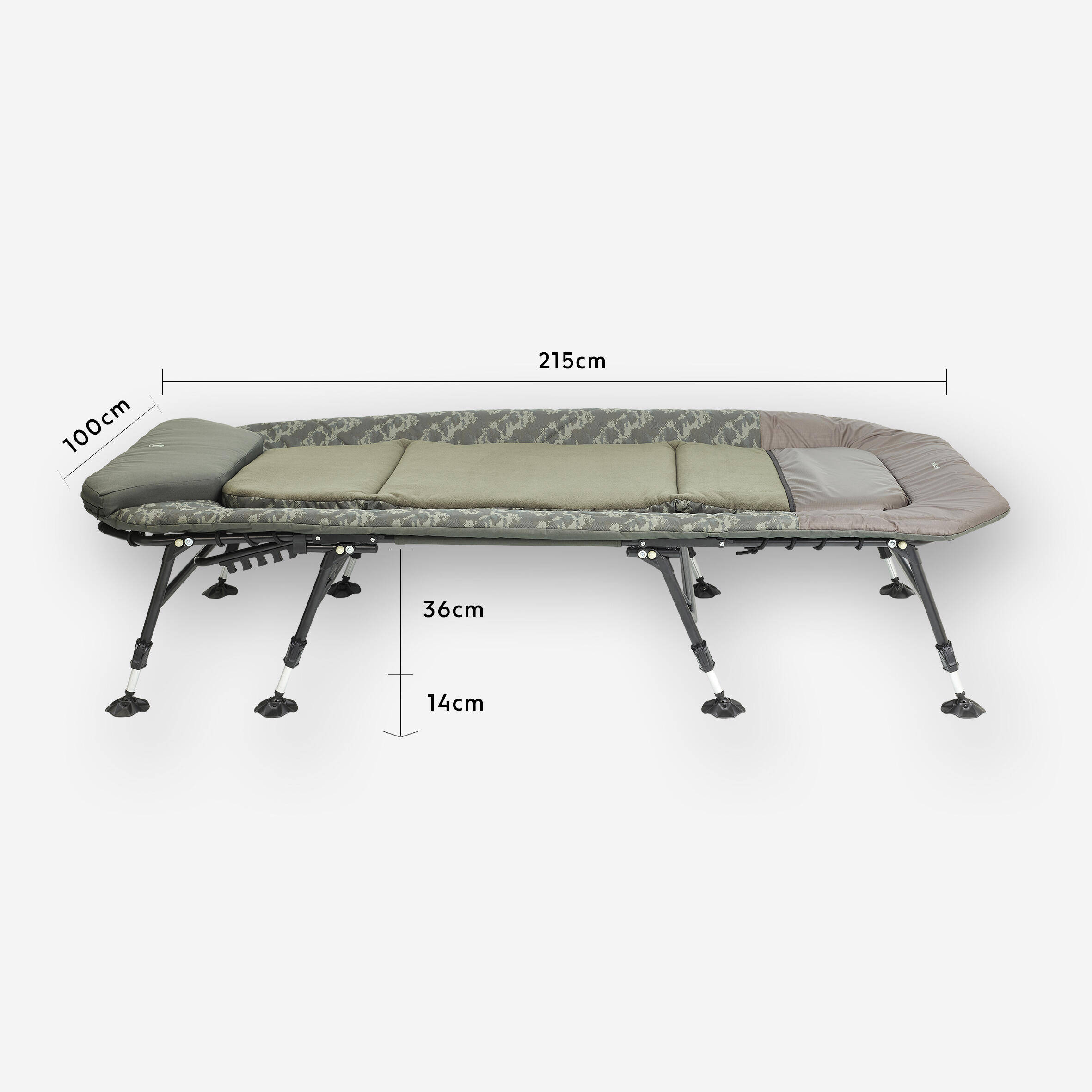 Carp Fishing Bedchair 900 Compact and Foldable Supports up to 140 Kg - Green -  2