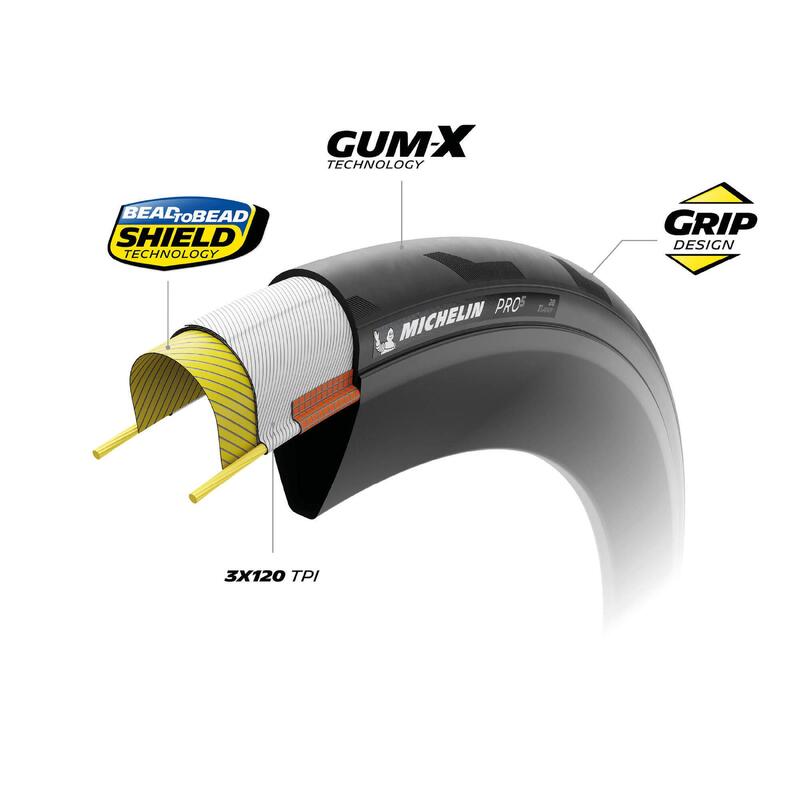 Pneu route tringle souple Tubeless Ready-Michelin Pro 5 700X28 Classic