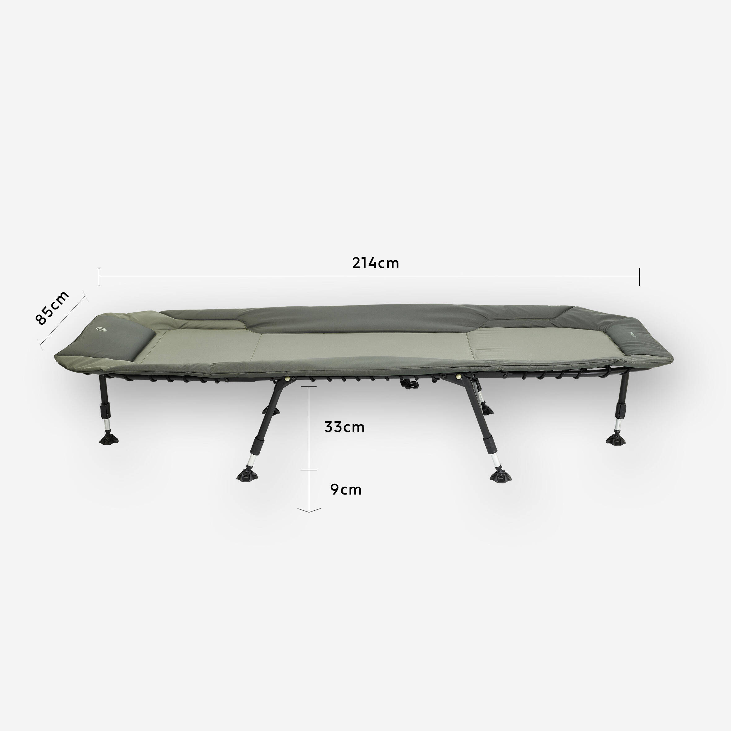 Carp Fishing Bedchair 500 Compact and Foldable Supports up to 110 Kg - Green -  3