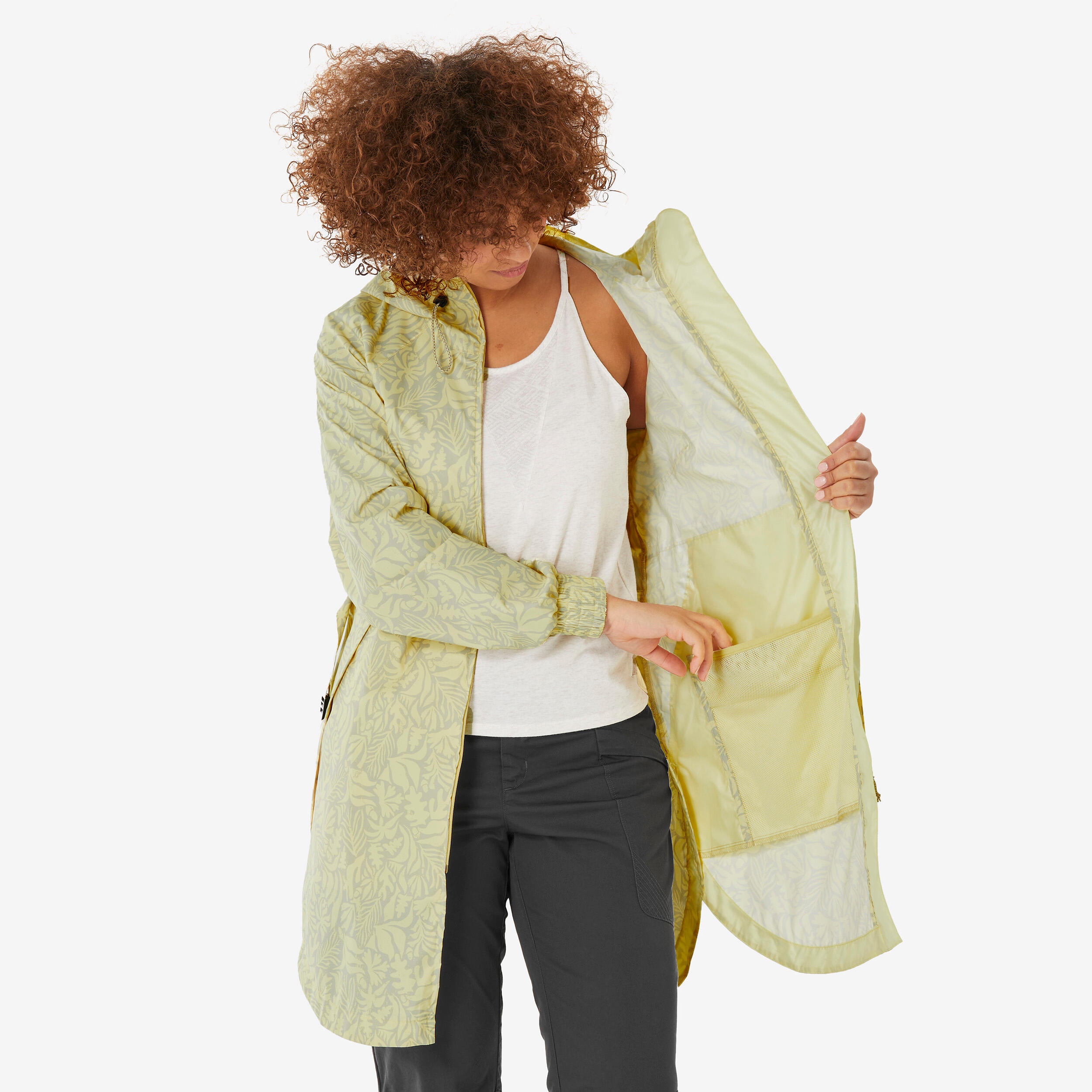 Women’s waterproof hiking jacket, Raincut Long - Yellow