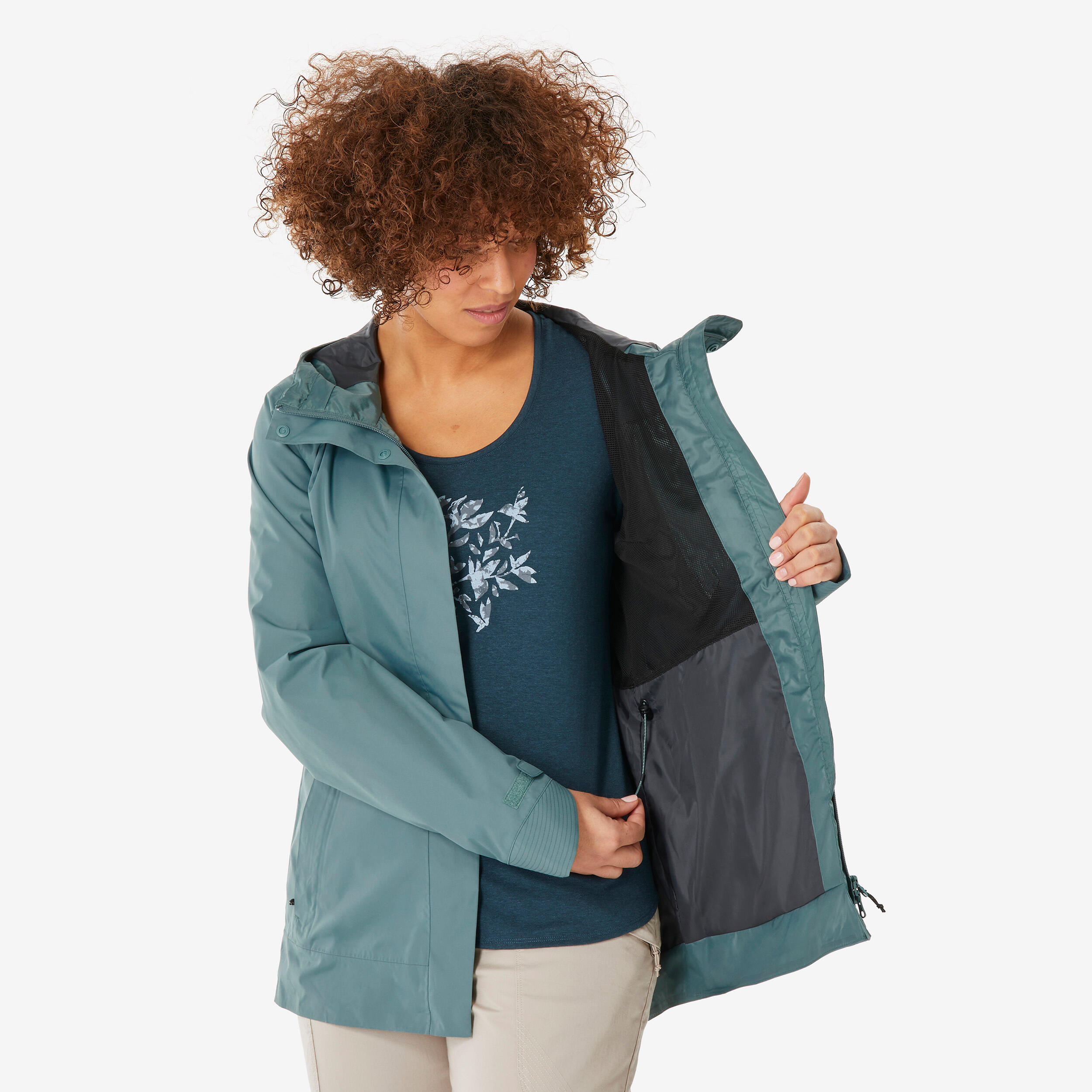 Women's Hiking Waterproof Jacket NH500 - Green