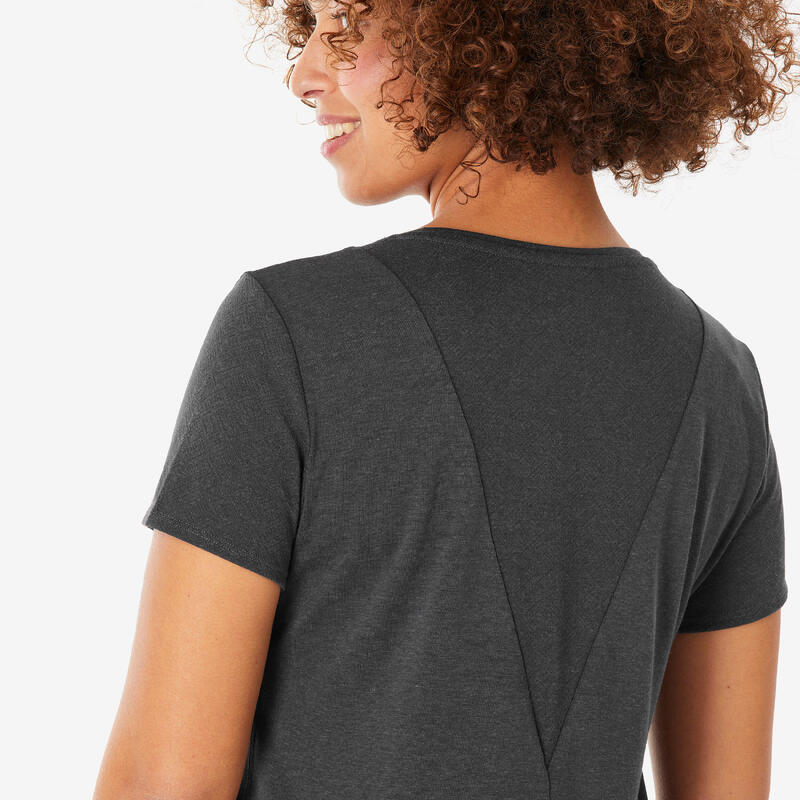 Tricou Drumeție NH500 Gri Damă