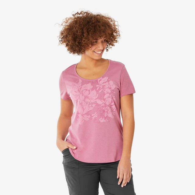 Wandershirt Damen kurzarm - NH500 rosa 