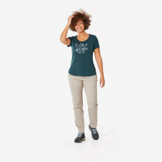 T-shirt montagna donna NH500 verde