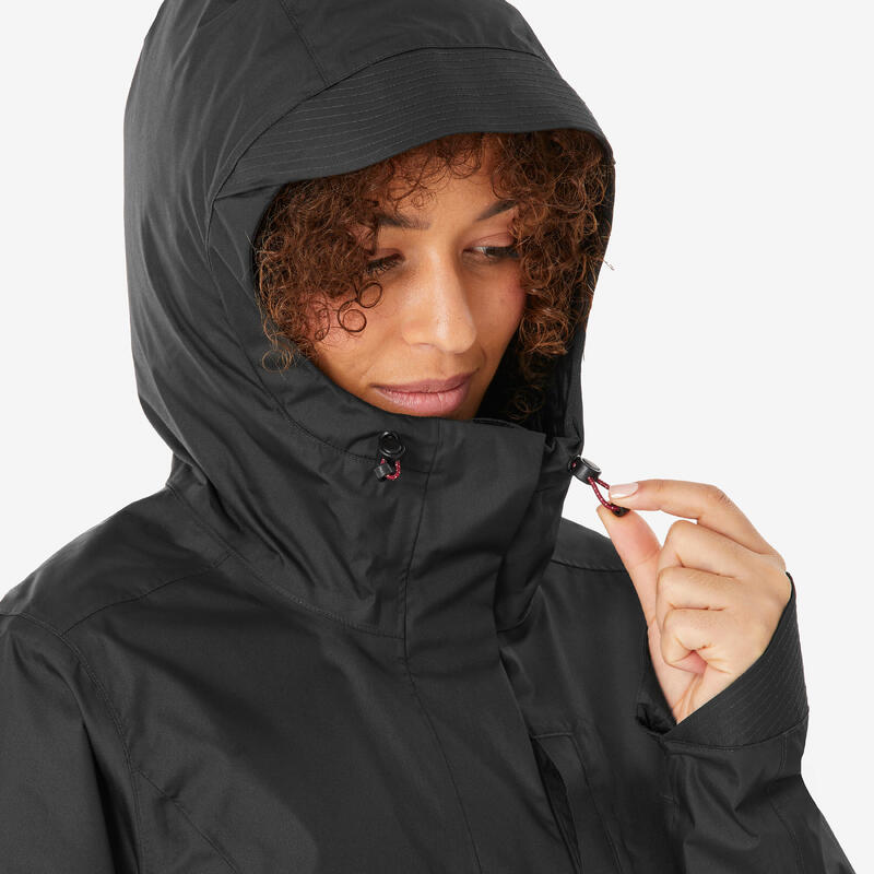 Veste de randonnée imperméable femme, NH500 noir